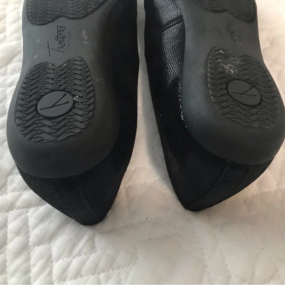 Trotters Samantha Black Lizard Leather Loafers Ballet Flats Size 6M - Picture 8 of 9